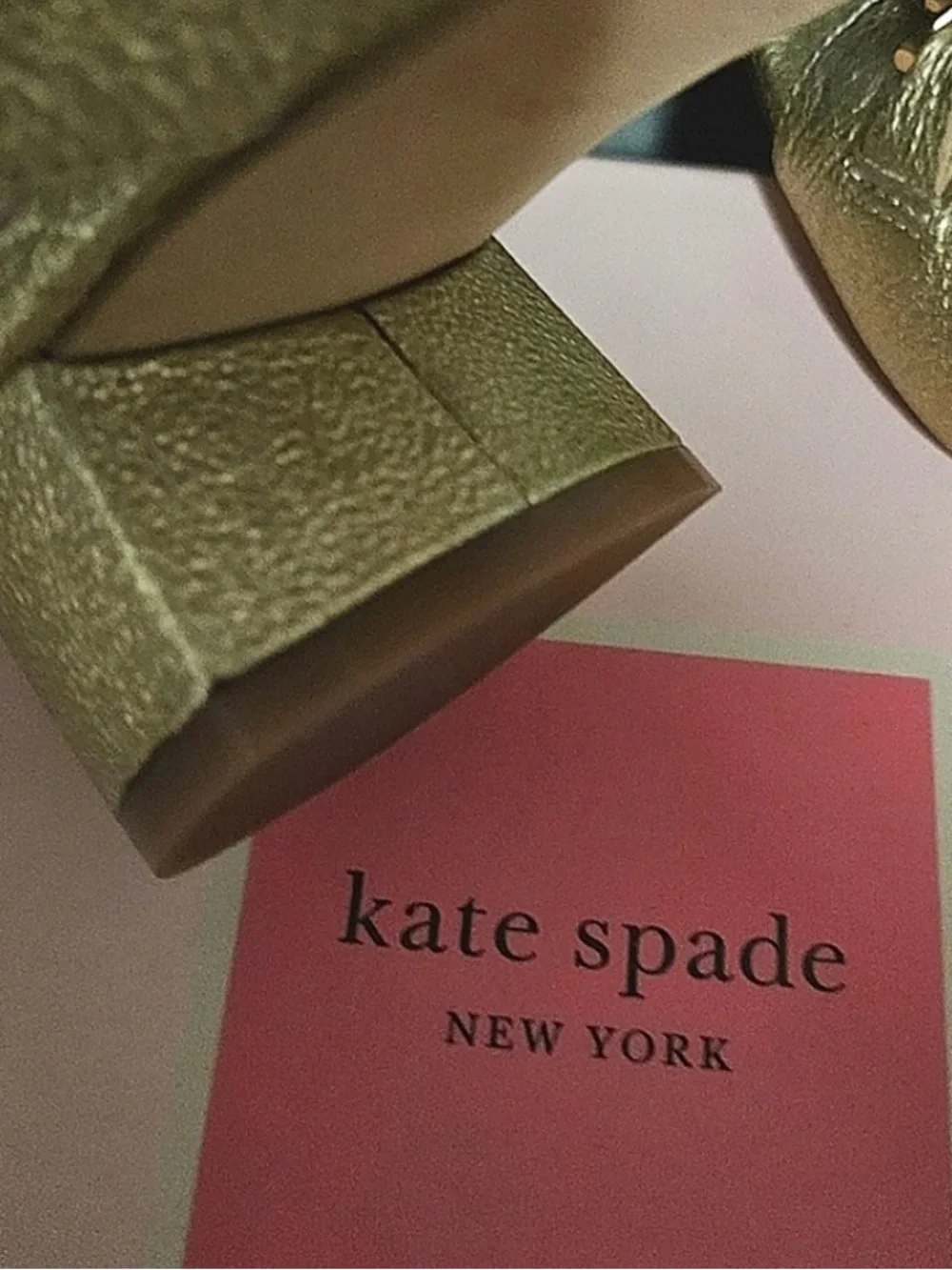 Kate Spade Lagoon metallic gold leather sandals with heart buckles, size 8 1/2 B